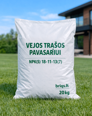 Pavasarinės trąšos vejai 20 kg maišas ant žalios vejos